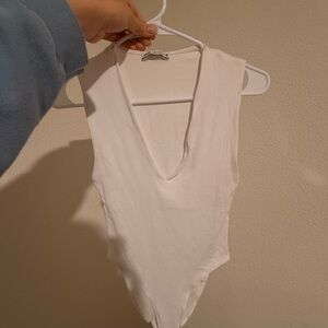 ZARA White Sleeveless Bodysuit – Size S